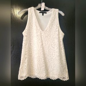 WHBM white lace fully lined,  V neck top